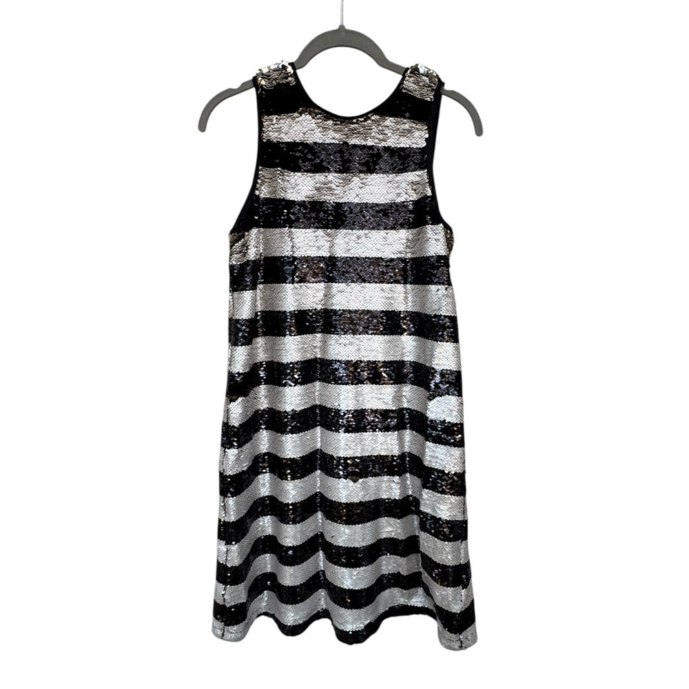 Gianni Bini Sparkling Black and Silver Striped Kids Dress size XL - Picture 2 of 7